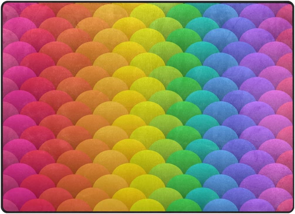 Orediy Soft Rugs Geometric Colored Rainbow Lightweight Area Rugs Kids Playing Floor Mat Non Slip Yoga Nursery Rug for Living Room Bedroom