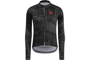 GCRFL Winter Men's Cycling Jersey Long Sleeve Cold Weather Cycle Tops Cycling Jacket Thermal Fleece Bike Shirts Zipper Pocket