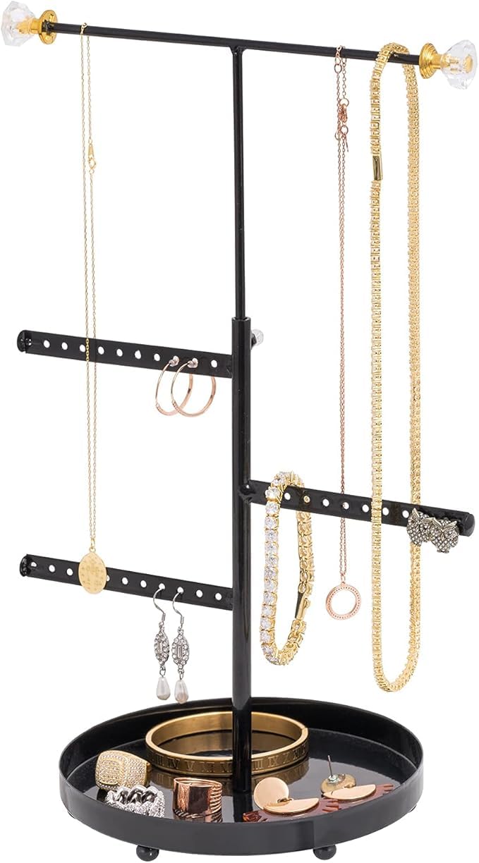 Sasha Morel T-Shaped Jewellery Stand with Base | Necklace Stand Jewellery Organiser - Bracelet Holder, Earring Storage Organiser, Dressing Table Organiser | Room Decor & Christmas Gifts for Girls