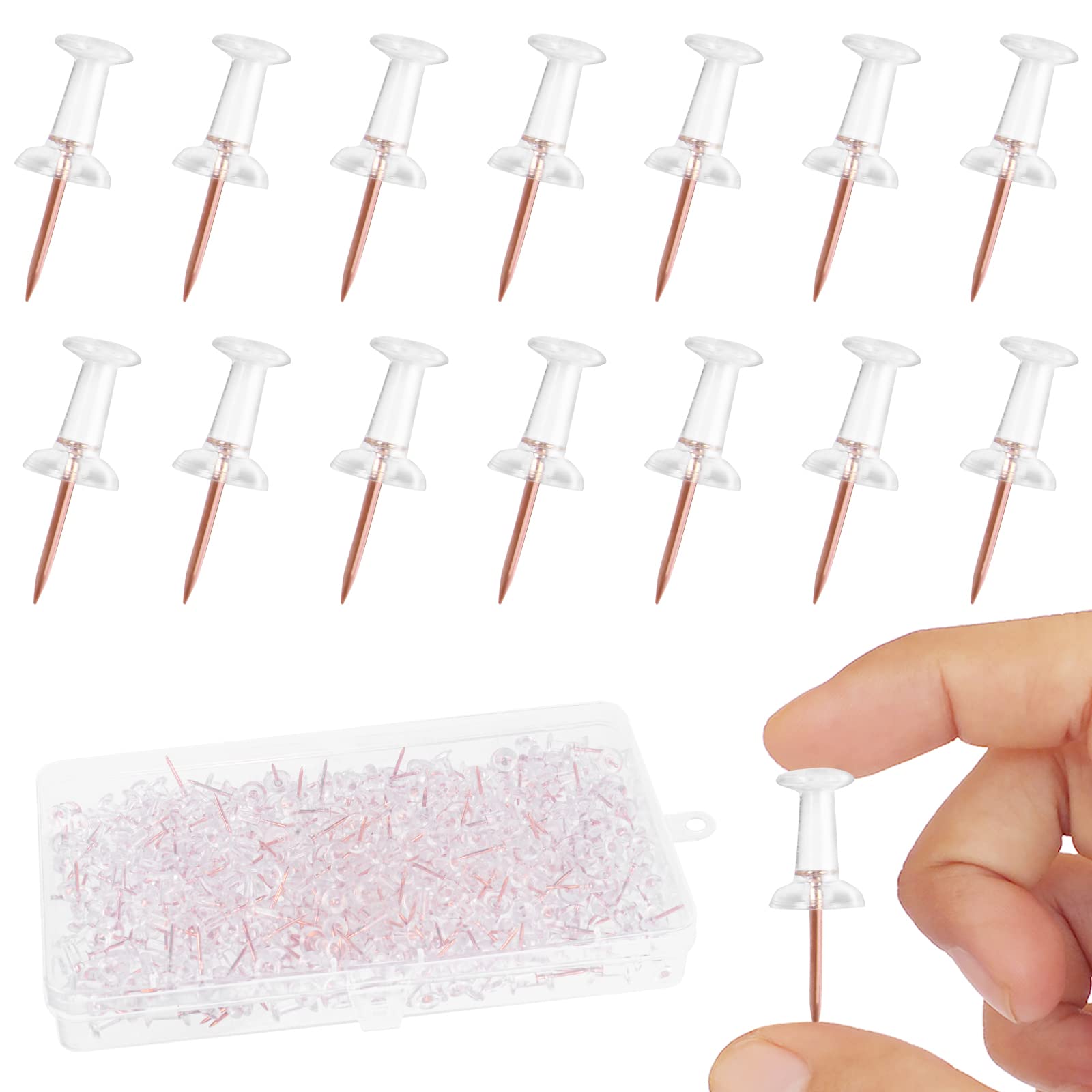 Vicloon Push Pins 300pcs Drawing Pins with Plastic Heads and Steel Points Map Thumb Tacks for Map Mark or Bulletin Board Drawing Push Pins for Pinboards