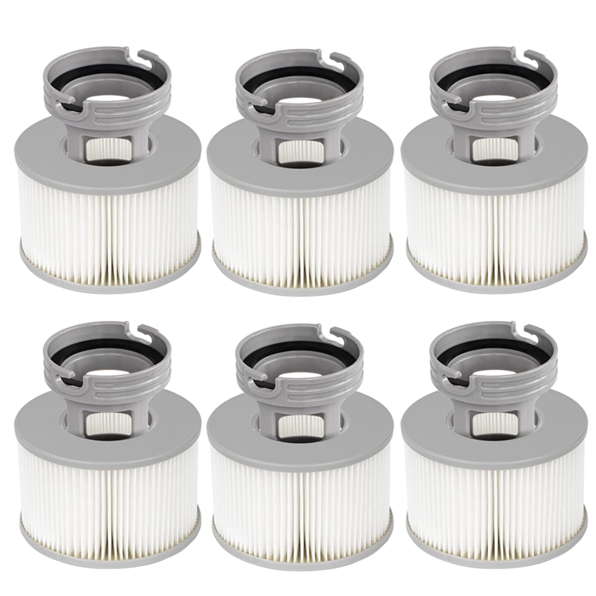 YanBan 6 Set Hot Tub Filters+ Screw-in Base Adaptor for MSpa Inflatable Pools, Enhanced Version Filter Cartridge Pump Fit for MSPA all Current Hot Tubs