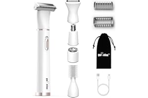 Gurelax Electric Body Hair Trimmer - Groin Trimmer for Men - Bikini Trimmer Women - 5-in-1 Lady Shaver Groomer, IPX7 Waterproof Razor Heads&USB Recharge with Travel Bag
