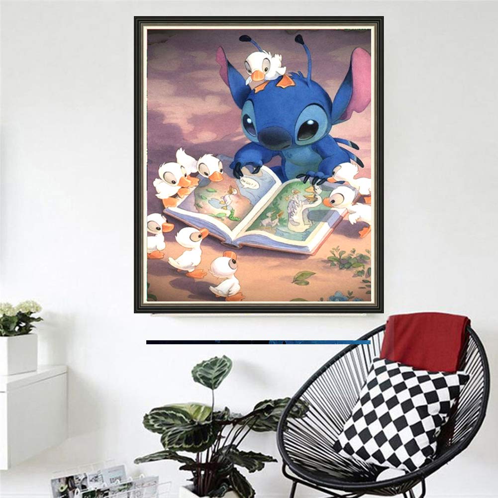 5D DIY Full Drill Diamond Painting Kit, Rhinestone Painting Kits for Adults and Children Embroidery Arts Craft Home Decor Cartoon Anime Series12 x 16 inch (Duck and Stitch, 30x40cm)