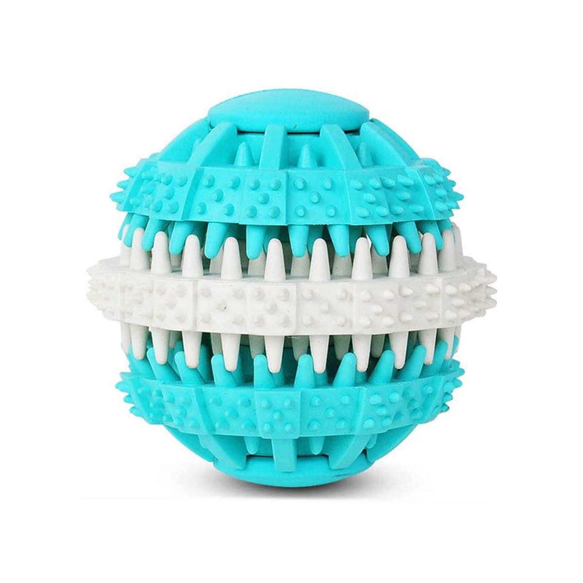 BDUK Dog Treat Ball Food Dispensing Toy for Teething,Interactive IQ Training Toy Tooth Cleaning Ball,Soft Natural Rubber Dog Chewing Balls Non-Toxic Training Ball for Small Medium Dogs,Yellow (Blue)