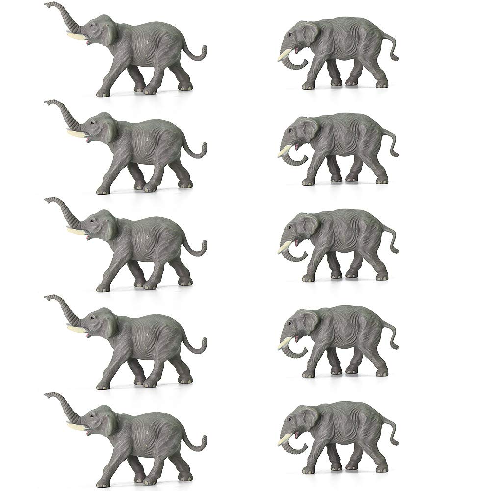 Evemodel 10pcs Model Railway 1:87 Well Painted Elephant PVC Animals HO Scale Elephants AN8708
