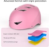 ValueTalks Kids Helmet and Pads Set 5-12 Pink ABS EPS Protective Gear view 2