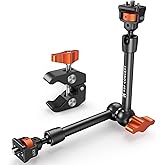K&F CONCEPT 11" Magic Arm Clamp Kit with ARRI 1/4" & 3/8" Thread Screw, 360° Ball Heads Arm with Clamp Mount for DSLRs, Camera Cage, Monitor, LED Light, Webcam, Action Camera