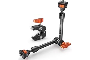 K&F Concept 11" Magic Arm with Super Clamp, Camera Clamp with 1/4" 3/8" Thread Screw, Articulating Friction Arm with Cold Sho