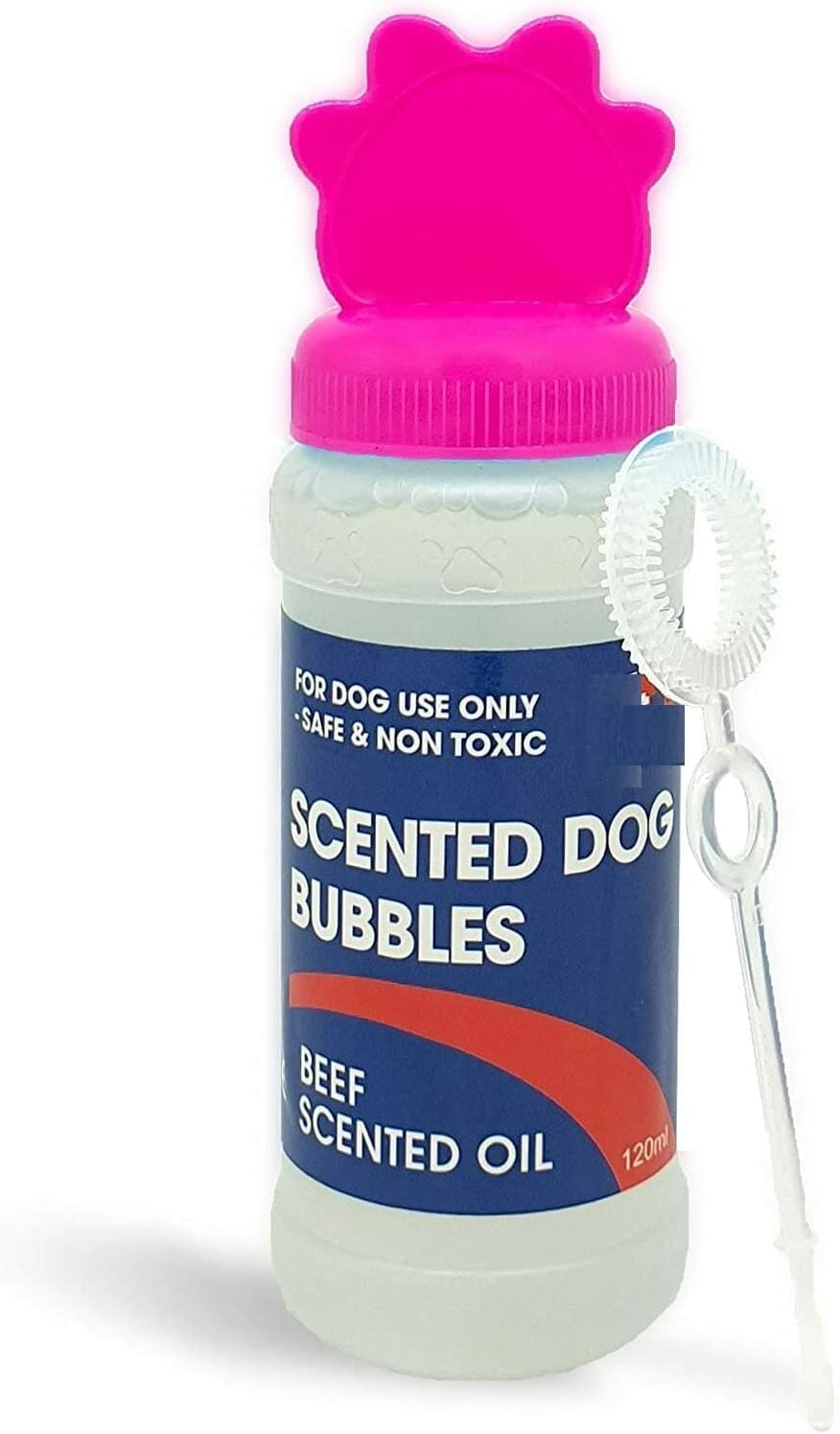 120 ml Blowing Bubbles for Dogs that contains SCENTED in BEEF and PEANUT BUTTER for Pet Interactive Play (PEANUT BUTTER, Pink (120 ml))