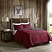Woolrich Reversible Quilt Set - Cottage Styling Reversed to Solid Color, All Season Lightweight Coverlet, Cozy Bedding Layer, Matching Shams, Oversized Full/Queen, Buffalo Check Red