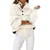 utcoco Womens 2025 Waffle Knit Sweater Striped Knit Tops Polo Collared Long Sleeve Pullover Sweaters