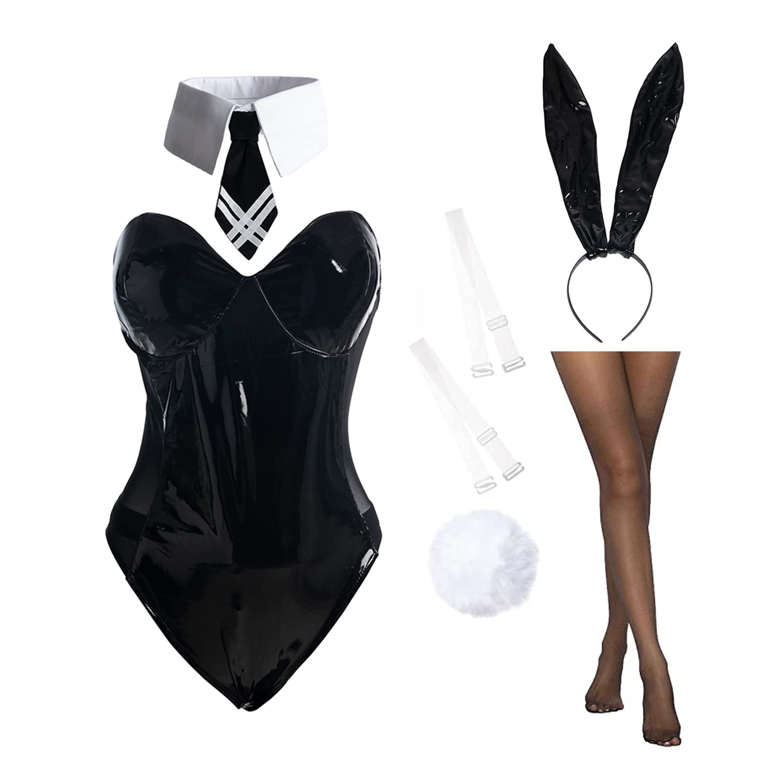 Photo 1 of CR ROLECOS Bunny Girl Costume Senpai Cosplay Bunny Outfit Anime One Piece Bodysuit Tie Stockings Set Halloween XXL