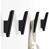 FCOWK Wood Wall Hooks 4 Pack Coat Hooks Wall Mount Black Wooden Hooks for Hanging Hat, Bag, Backpack, Rustic Coat Hooks for Wall, Wood Towel Hooks for Bathrooms and Entryway Hooks (Black)