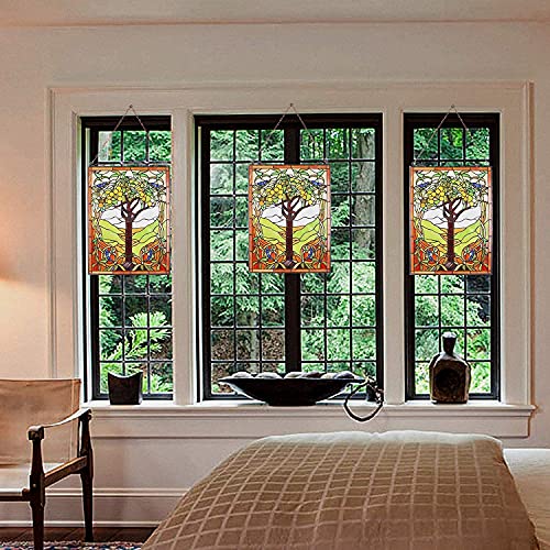 Capulina Tree of Life Stained Glass Window Hanging Window Panels Late