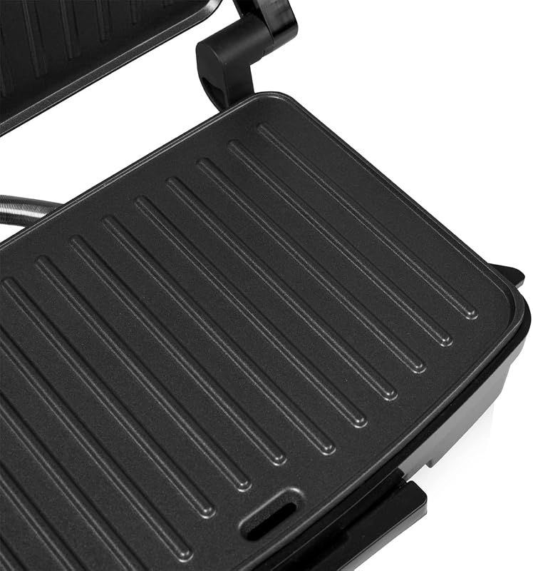 117501 Grelha com superfície de 23 x 15 cm, bandeja de gordura removível, tampa flutuante com bloqueio de segurança, revestimento antiaderente, base antiderrapante, 750 W