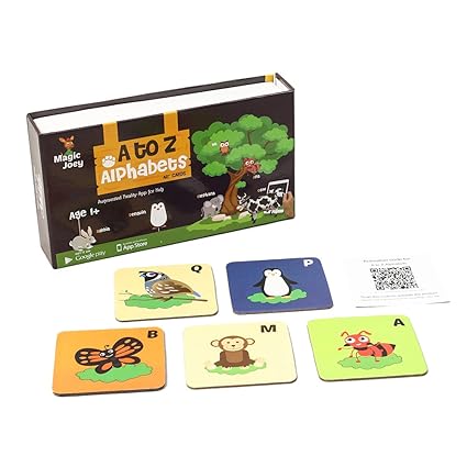 Augment Works Magic Joey Augmented Reality 26 Flash Cards A-Z Alphabets With Animals, Birds And Insects In 3D