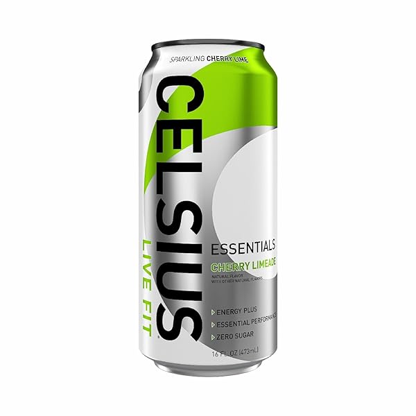 CELSIUS ESSENTIALS, SPARKLING CHERRY LIMEADE, PERFORMANCE ENERGY DRINK 16 FL OZ