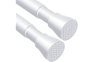 AIZESI 2pcs Spring Tension Curtain Rods for Windows 28 to 48 Inch, White Tension Rod Spring Loaded Curtain Rod, 7/8“ Diameter Adjustable Curtain Rod No Drilling Small Curtain Rods for Door, Bathroom, kitchen