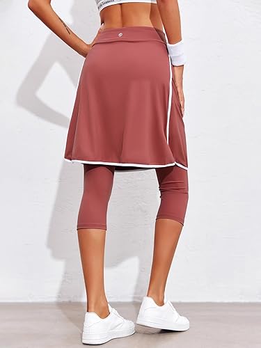 Aurgelmir Women's Knee Length Tennis Golf Skirts with Capri Pants