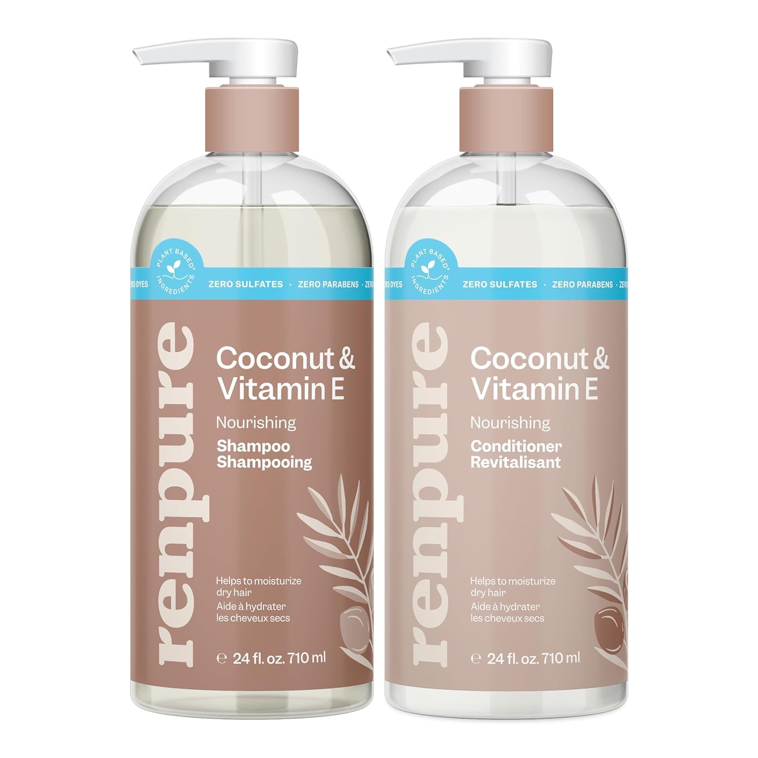 Photo 1 of **Conditioner only*** Renpure Coconut & Vitamin E Shampoo & Conditioner Set, Plant-Based – Nourishes & Seals In Moisture For Soft, Healthy Hair – For Dry, Lifeless Hair – Coconut Oil & Vitamin E - 24 Fl Oz each, 2 Pack