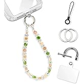 KARENSKEYS Phone Charm Strap, Stylish Crystal Beaded Lanyard with Tether Tab &Metal Buckle for Cellphone, Wrist Keychain for Car Keys with D Ring for Women.