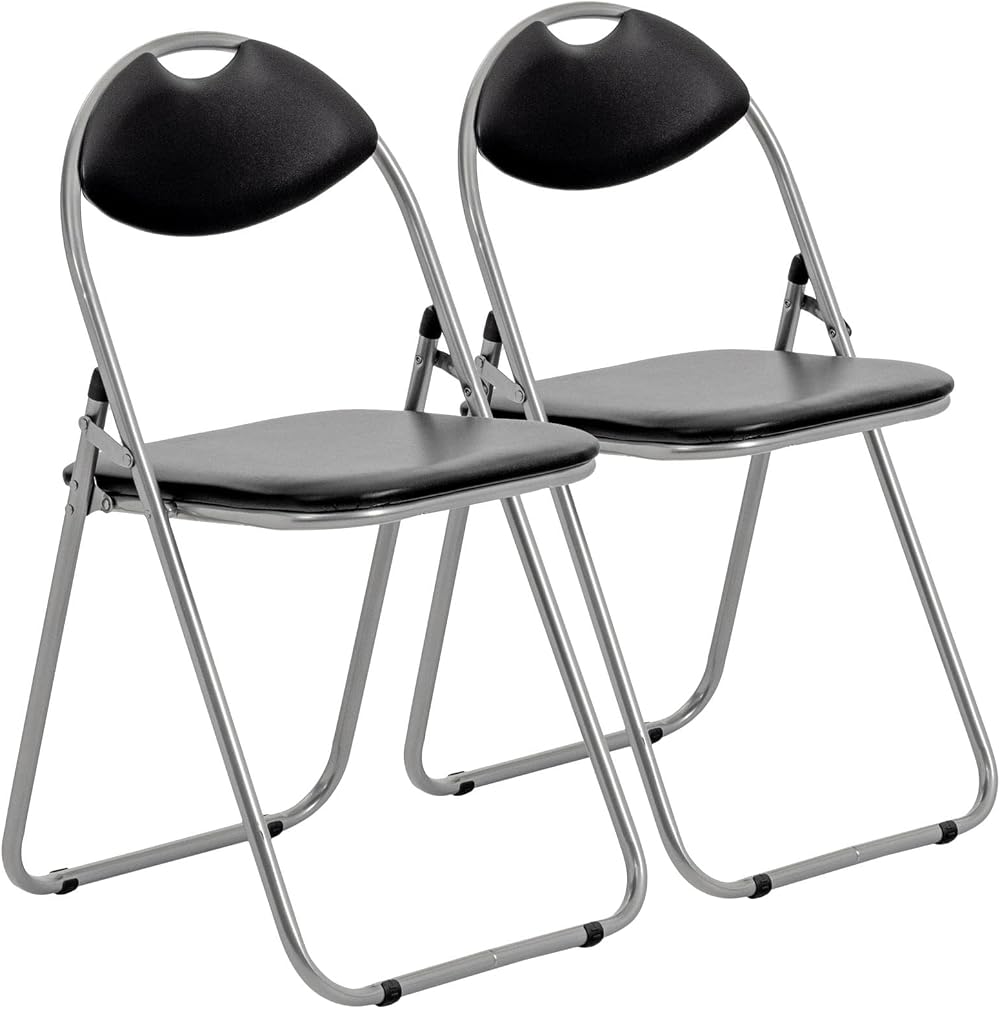 Harbour Housewares Padded Folding Chair 2 Pack - Metal Frame, 114kg