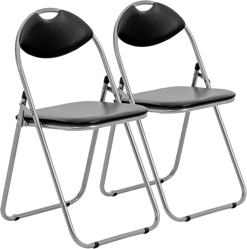 Harbour Housewares Padded Folding Chair 2 Pack - Metal Frame, 114kg