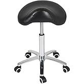 Antlu Saddle Stool Rolling Chair for Medical Massage Salon Kitchen Spa Drafting,Adjustable Hydraulic Stool with Wheels (Without Backrest, Black)