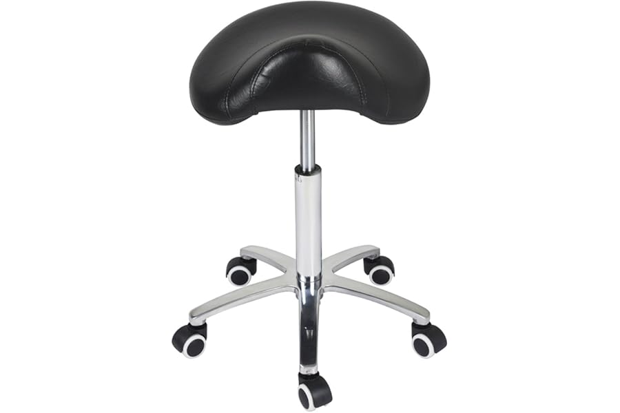 Antlu Saddle Stool Rolling Chair for Medical Massage Salon Kitchen Spa Drafting,Adjustable Hydraulic Stool with Wheels (Without Backrest, Black)