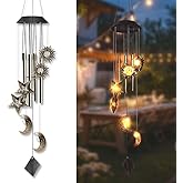 Solar Wind Chimes for Outside, Waterproof Hanging Sun and Moon Wind Chimes for Outside, Balcony Patio Garden Decoration, Gift for Loved Ones Friends and Neighbors(Sun Moon Star)