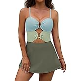 CiCiBird One Piece Swimsuit for Women Sexy Ring Linked Swim Dress Cutout Bathing Suit Swimwear