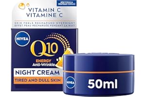 NIVEA Q10 Energy Anti-Wrinkle Night Face Cream, 50ml | Anti wrinkle face moisturizer with Vitamin C and E