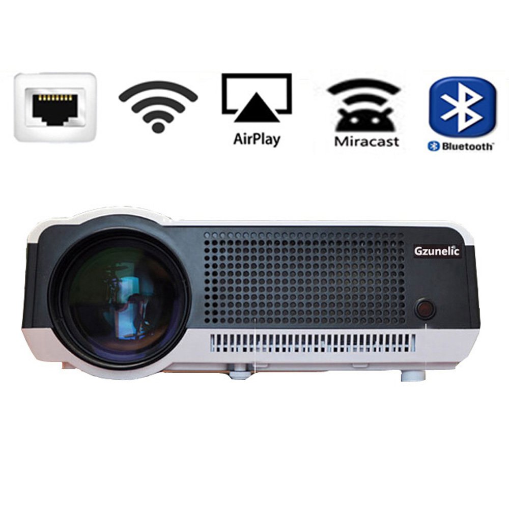 Gzunelic 5500 lumens Android WiFi 1080p Video Projector LCD LED Full HD Theater Proyector with Bluetooth Wireless Synchronize to Smart Phone by ...