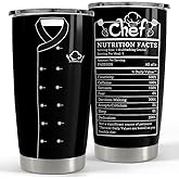 SANDJEST Gifts for Women Men Chef Tumbler 20oz Chef Stainless Steel Insulated Tumblers Coffee Travel Mug Cup Chefs Gifts for Birthday Christmas Cook Lovers Gift