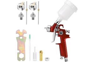 KCNKCN Mini HVLP Air Spray Gun Kit, with 0.8mm & 1.0mm Nozzles&125cc Cup, Small Automotive Paint Sprayer, Paint Guns Touch Up