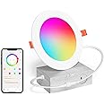 SikSog Smart Recessed Lighting 4 Inch RGBCW Color Changing 12W LED Downlight with Junction Box,1000 Lumen Recessed Ceiling Light Compatible with Alexa,Dimmable by Bluetooth Control -1Pack