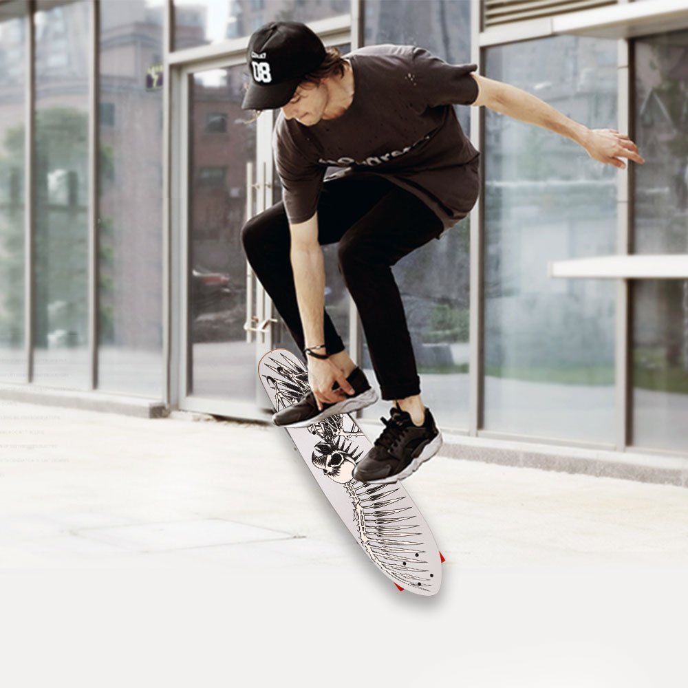 WeSkate 71cm Mini-Cruiser-Board,Retro Skateboard,breite Cruiser-Skateboard und Aluminium Trucks ABEC-7 Kugellager,aus 9-lagigem kanadischem Ahornholz,mit rutschfestem Deck