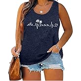 Women's Plus Size Summer Pineapple Sunglasses Tank Tops Hawaiian Graphic Printed Tees Sleeveless Vacation T Shirt Blouse Top