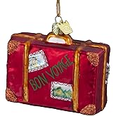 Noble Gems Kurt Adler 3-1/2-Inch Glass Bon Voyage Suitcase Ornament