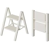 HillhutApex Aluminum Step Stool Foldable,2 Step Ladder (White) | Lightweight Portable step ladder with Anti-Slip Wide Pedal,330lbs Capacity Ladder for Household,Office,Kitchen