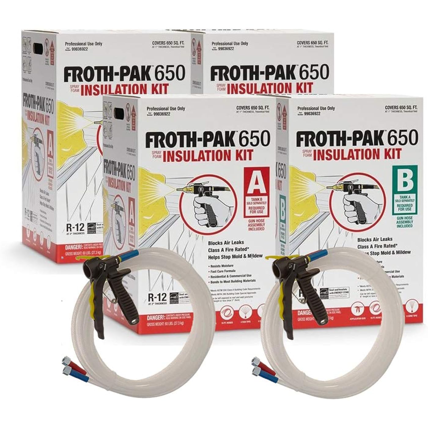 88/mo Finance Froth Pak Dow 650, 2 Complete Close Cell Spray Foam Insulation Kits, Class A