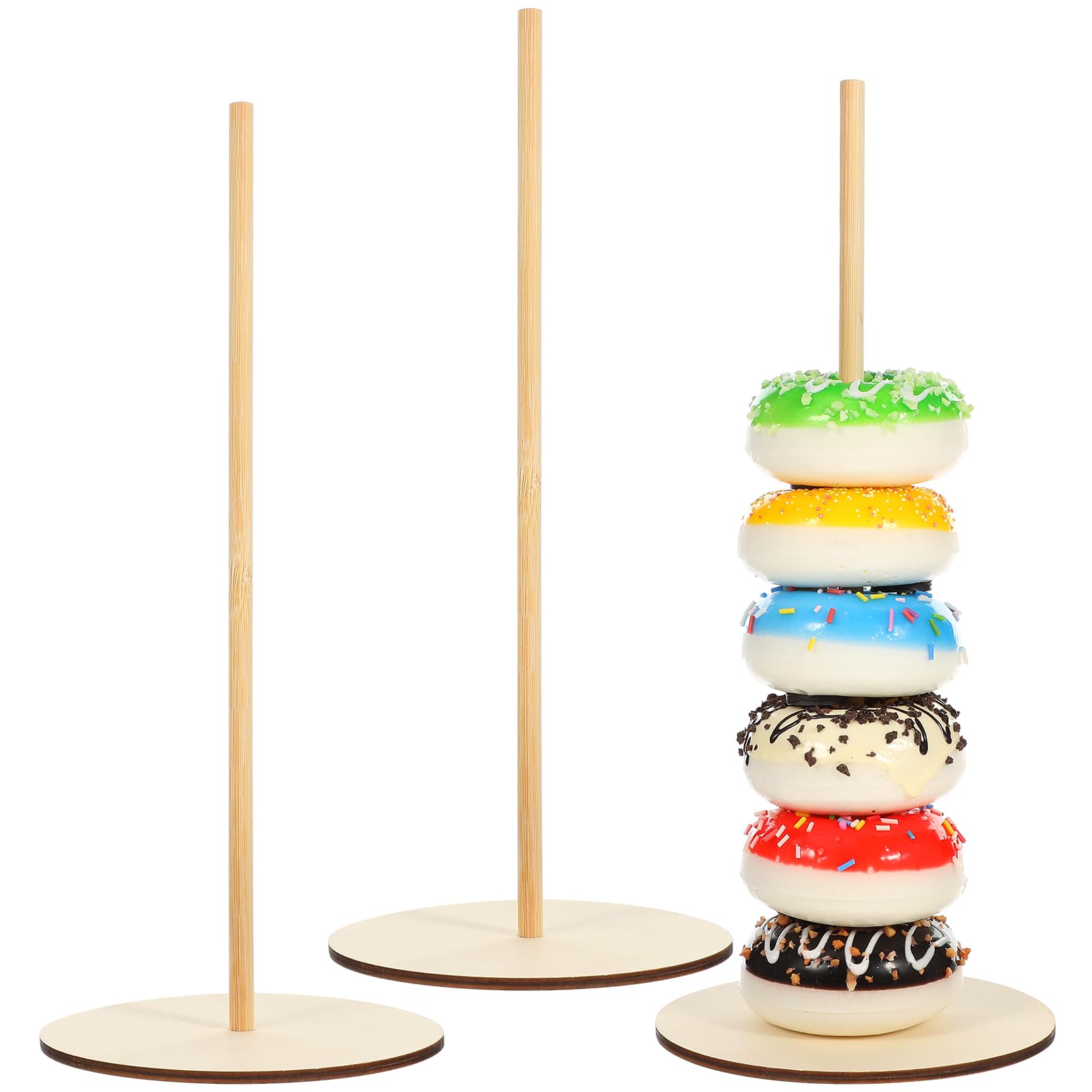 Holibanna Wooden Donut Stand 12.5 Inch Multi-Tier Donut Holder for Party Dessert Table Display Rack Ideal for Weddings Birthdays and Special Events