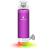 HANDYSPRING - Smart Water Bottle with Reminder To Drink Water, Lights And Sound, Water Intake Tracker, Rechargeable, Tritan Plastic, Spout Hydrate Glow Bottle 26 Oz, Smart Hydration Reminder (Purple)