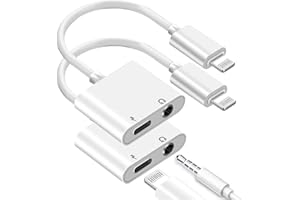 DESOFICON [Apple MFi Certified] iPhone Headphone Adapter 2 Pack, 2 in 1 Lightning to 3.5 mm Headphone Jack Adapter Aux Audio & Charger Splitter Cable for iPhone 14 13 12 11 XS XR X 8 7 6 iPad, Support iOS 16