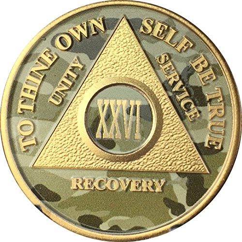 26 Year AA Medallion Camo Gold Plated Anniversary Chip Camouflage Color