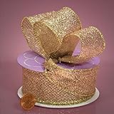 Premium Gold Glitter Ribbon - 10 Yards - 1 1/2 Inches Wide (Lamé Glitter Wired)