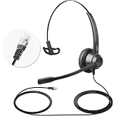 EAGATON X1 RJ9 Desk Phone Headset - Desk Phone ONLY - Single Ear Noise Cancelling Mic - Compatible with Yealink Cisco Polycom Avaya IP Phones - All-Day Comfort