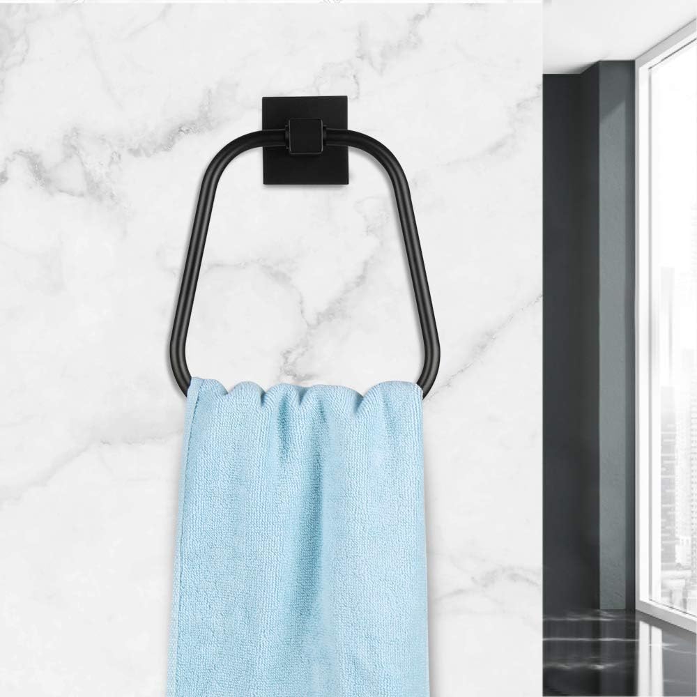JOUBU Bathroom Towel Holder Round Black Rustic Hand Towel Ring Wall Mount Heavy Duty Bath Towel Rack SUS304 Stainless Steel Towel Hanger Bathroom Accessories Matte Black: Home & Kitchen