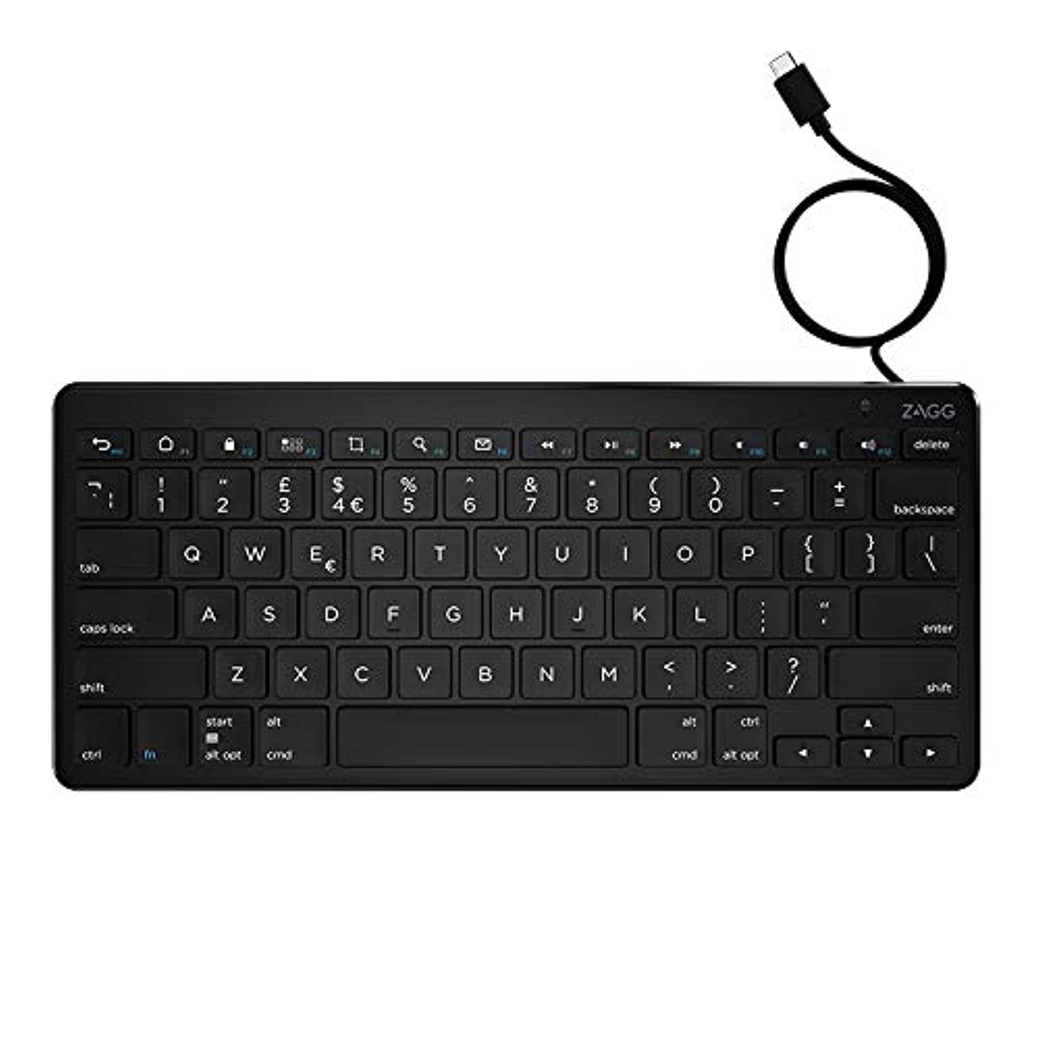 ZAGG USB-C Wired Keyboard, Full-Sized Keys, Universal, (Black), (English UK)