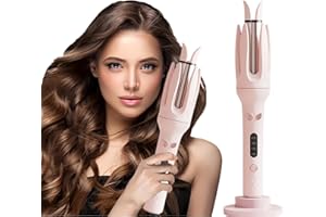 INK-EEZE Automatic Curling Iron，Four Temperature Levels can be Selected，Rotating Curling Iron，Diameter 28mm ，Anti-Tangle Rotating Curling Wand for Hair Styling,Pink